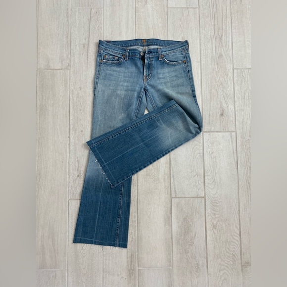 Vintage 7 For All Mankind Size 30 Denim Jeans Flare - Picture 2 of 6